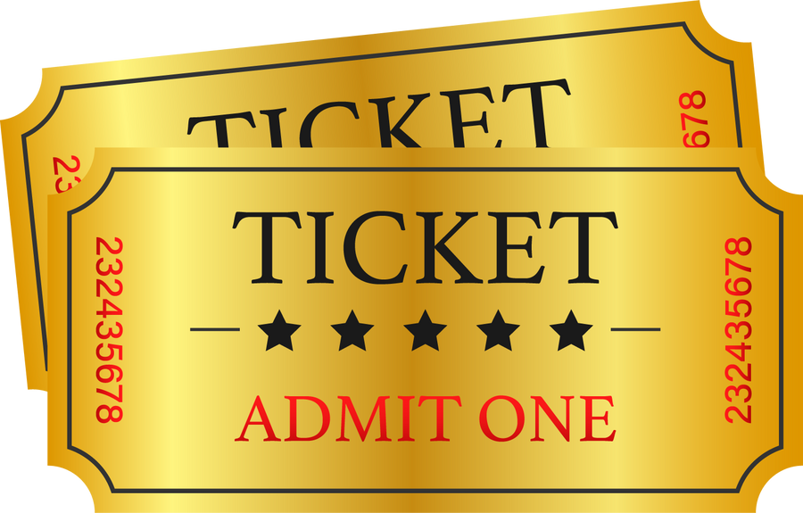 Realistic golden show ticket